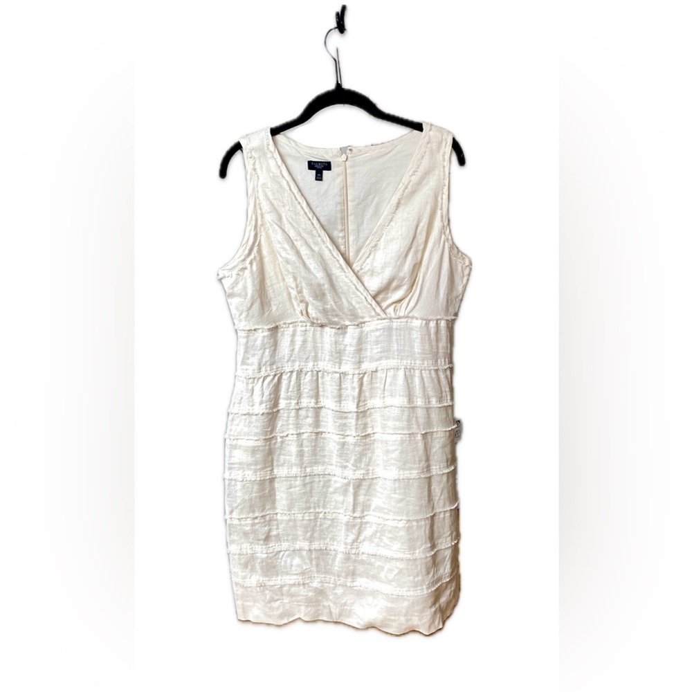 Talbot's 100% Linen Sleeveless Sheath Dress Off-White Size 14 Petite